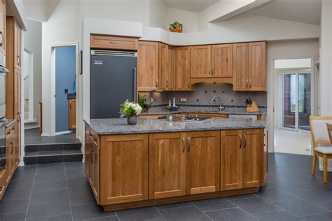 red oak cabinets with elemental blue steel|red oak cabinet designs.